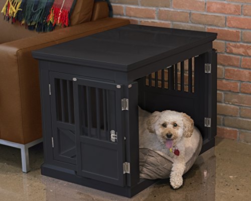 Merry Products Triple Door Medium Dog Crate, Dog Kennel, Dog Cage - color: Black