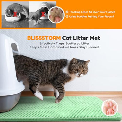 Waterproof Cat Litter Mat - New 24x16 Inch Honeycomb Double Layer Traps Litter, Waterproof & Non-Slip Floor Protector, Easy Clean, Odor-Free, Green - color: Green