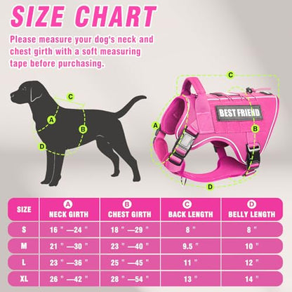 Tactical Dog Harness Medium Sized Dog,No Pull Military Dog Vest with Handle,Reflective Heavy Duty Pet Harness for Walking Hiking Training Pink M - color: Hot Pink, size: Medium