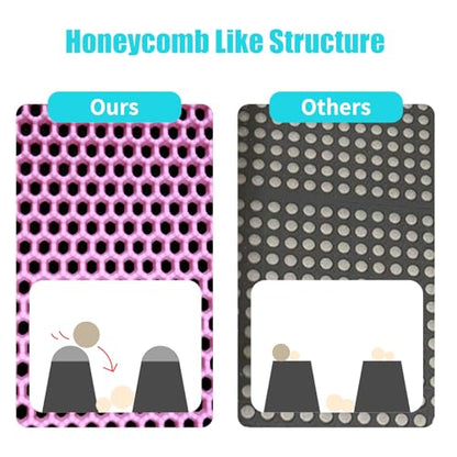 Cat Litter Mat, Kitty Litter Collector, Double Layered Honeycomb Design Waterproof, Anti Urine, Anti Slip, Easy to Clean, Limit Garbage (23"x14.5", Pink) - color: Pink, size: 23" x 14.5"