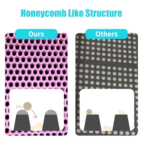 Cat Litter Mat, Kitty Litter Collector, Double Layered Honeycomb Design Waterproof, Anti Urine, Anti Slip, Easy to Clean, Limit Garbage (30"x24", Pink) - color: Pink, size: 24" x 30"
