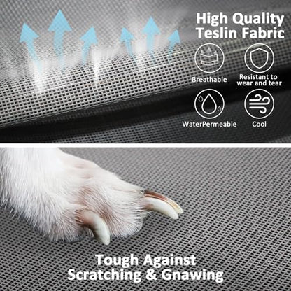 Elevated Dog Bed with Teslin Cooling Fabric - Lightweight Dog Cot for Large Dogs, Waterproof & Washable Breathable Mesh, Raised Pet Bed for Indoor Outdoor Use, Anti-Slip, Easy Clean - size: L-Gray