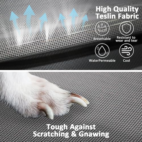 Elevated Dog Bed with Teslin Cooling Fabric - Lightweight Dog Cot for Small Dogs, Waterproof & Washable Breathable Mesh, Raised Pet Bed for Indoor Outdoor Use, Anti-Slip, Easy Clean - size: S-Gray