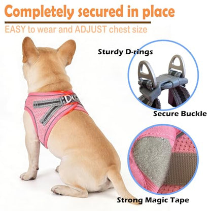 Small Dog Harness and Leash Set, Step-in Puppy Vest with Breathable Soft Padded Mesh, Walking Reflective Pet Harness for Small Medium Dogs - color: Pink, size: Medium (Chest: 12" - 15.5")