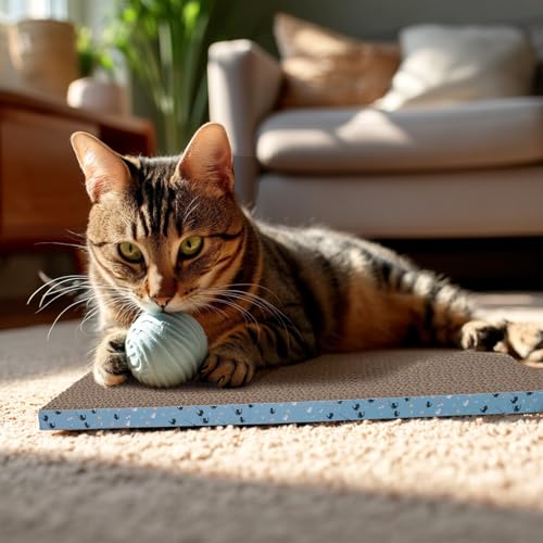 4Pack Cat Scratcher Pad, Reversible Scratching Cardboard, 14" Lx5.3 W Post Board for Indoor Cats Cardboard pad Sleep Play and Grind Claws - size: 4PCS
