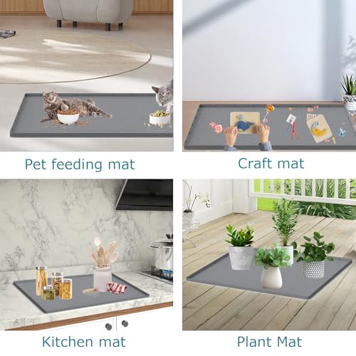 Cat Litter Mat for Litter Box, Silicone Large Cat Litter Trapping Mat - 31x22 in, Waterproof & Non-Slip, Durable & Easy Clean, Gray - color: Grey, size: 31"L x 22"W