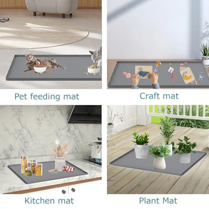 Cat Litter Mat for Litter Box, Silicone Large Cat Litter Trapping Mat - 34x22 in, Waterproof & Non-Slip, Durable & Easy Clean, Gray - color: Grey, size: 34"L x 22"W