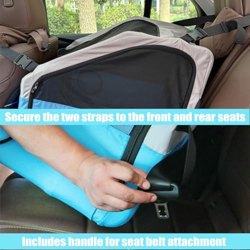 Large Portable Pet Crate for Car Travel, 24"x22"x25" Foldable Dog & Cat Carrier with Secures Seatbelt & Headrest Strap, Oxford Soft-Sided Pet Kennel with Removable Bed for Medium & Large Pet