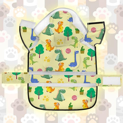 Dog Raincoat, Adjustable Rain Jacket with Hooded Double Layer for Large Medium Small Dogs Puppies, Lightweight Waterproof Rain Coat Poncho with Reflective Stripe Dinosaurs Yellow,S - color: Dino Yellow, size: Small