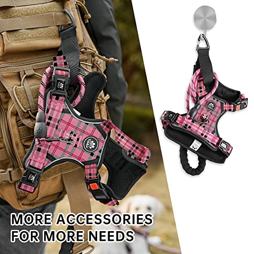 No Pull Dog Harness with Leash, Reflective No Choke Pet Vest Harness,Adjustable Soft Padded Dog Harness with Easy Control Handle for Small Dogs(Checkered Pink,Small) - color: Checkered Pink, size: 【S】neck 11-15" chest 15-21"
