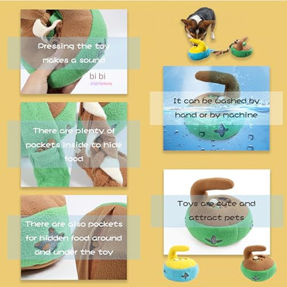 Engage Your Furry Friend with Our Stimulating Dog Toys Hide and Seek Puzzle Chew Squeak Toy-Cute Interactive Curling Toys- Perfect for Small Medium Dogs Cats Rabbits (Brown) - color: BROWN