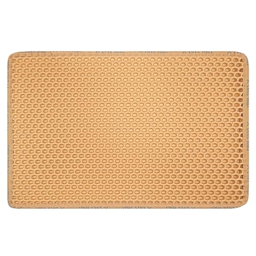 Cat Litter Mat, 21 x 14 Inch, Honeycomb Double Layer Design Cat Litter Box Mat, Washable Non-Slip, Waterproof Urine Proof Cat Litter Catcher Mat, Easy Clean Scatter Control, Yellow - color: Yellow