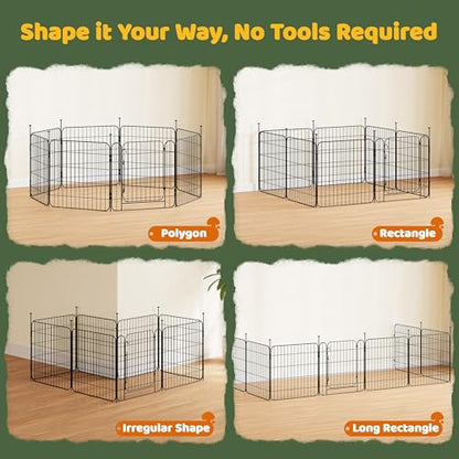Yaheetech Dog Playpen for Puppy/Small Dogs, Foldable Pet Pen Expandable Fence with Door for Indoor/Outdoor Use, 24 Inch 8 Panels, Black - size: 24 inch