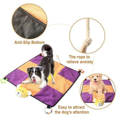 Puppy Play Mat, Puppy Chew Toys with Teething Ropes, Durable Dog Sleeping Pad, Interactive Toy for Small Medium Dogs Cats