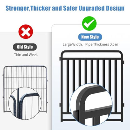 New Thickened Version Dog Playpen, 32 Inch Dog Fences for The Yard, Portable Outdoor Dog Playpen for Large/Medium/Small Dogs, Foldable Metal Dog Dlaypen, with Doors (16 Panels, 32 Inch)