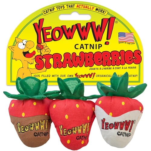 Yeowww!, Strawberries Catnip Cat Toy, 3 Count