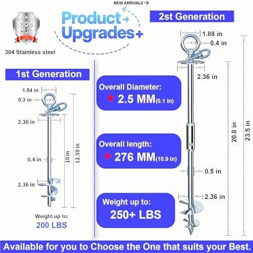 Dog Tie Out Stake for Yard,(up to 300lbs),360° Swivel Dog Run Anchor,Use Any Tie Out Cable or Yard Leash- Outdoor Camping(Anchor Only) - size: dog stake/300lbs/Anchor Only