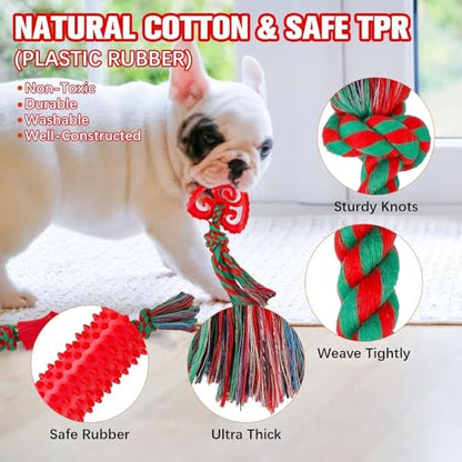 BINGPET 8 Pack Dog Rope Toys for Small to Medium Dogs, Interactive Dog Toys for Teething, Tug of War, Training - color: Red