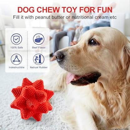 LiuMelinda Dog Chew Toys for Aggressive-Chewers - Indestructible Dog Toy for Aggressive Chewer，Tough Chew Toys for Dogs （Rubber Stacked Star Ball） - color: 19-Red-Stacked Star Ball