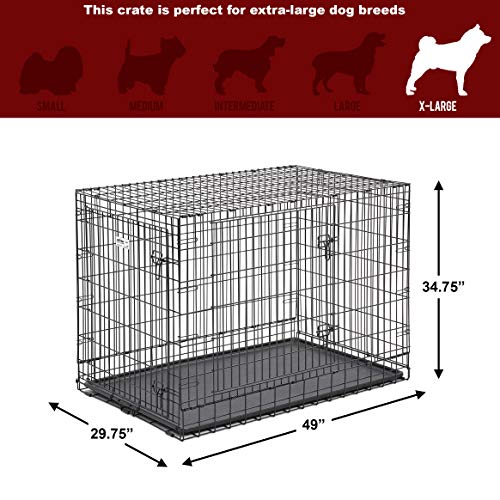 MidWest Homes for Pets Ultima Pro Heavy-Duty 48-Inch Dog Crate, Ultra-Strong Steel Double Door Pet Cage for Extra-Large Breeds, Accessories Included - size: 49.0"L x 30.5"W x 34.3"H