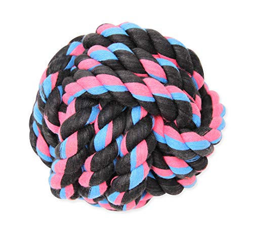 Mammoth Flossy Chews Monkey Fist Ball Premium Cotton-Poly Rope Dog Chew Toy & Fetch Toy for Small to Medium Dogs - Large 4.75' - Assorted Colors - size: Large 4.75 inch, style: Fist Ball