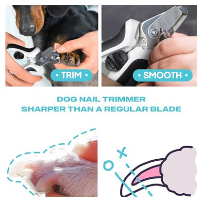 TwoEar Dog Nail Clippers with Light, Dog Nail Trimmers with Quick Sensor & Safety Guard, Razor Sharp Blade, LED Pet Nail Clippers/Dog Toenail Clippers for Medium Large Dogs, Black