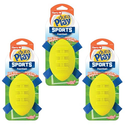 Hartz Dura Play Sports Football Dog Toy, Bacon Scented Squeaky Latex Yellow & Blue Toy, 3 Count - size: 3 Count, style: Football