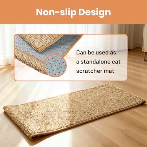Ordora Large Cat Scratcher Mat: 31.5 X 14 Inch Upgrade Soft Sisal Horizontal Cat Floor Scratching Pad, Cat Scratching Rug Protect Furniture - size: Large mat