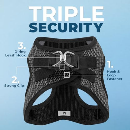 Best Pet Supplies Voyager Step-in Air All Weather Mesh Harness and Reflective Dog 5ft Leash Combo with Neoprene Handle, for Small, Medium and Large Breed Puppies - Set (Gray 2-Tone), X-Small