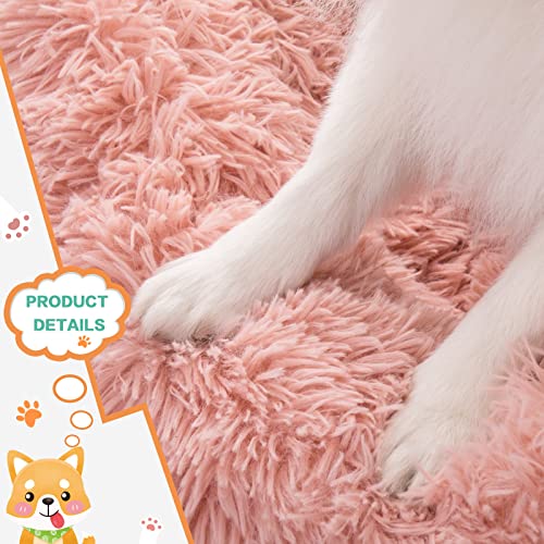 Calming Donut Dog Bed for Small to Medium Dogs & Cats - Plush Faux Fur Anti-Anxiety Pet Bed with Machine Washable Cover & Non-Slip Base - color: Pink, size: Small 19.6''