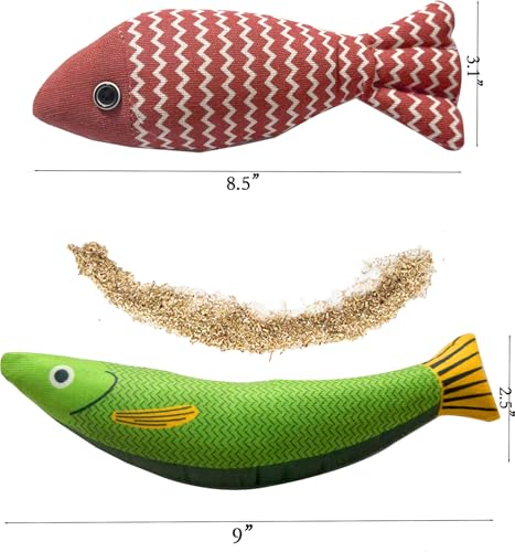 Catnip Fish Toy for Cats, Hemp Cloth Stuffed with PP Cotton, Lifelike Fish Design for Hunting Play & Stress Relief
