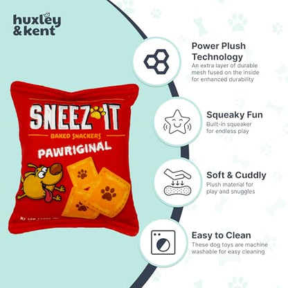 Huxley & Kent Funny Dog Toy w/Squeaker – Power Plush Squeaky Dog Toys for Small, Medium & Large Dogs – Soft Stuffed Animal for Indoor Play & Fetch - Sneez-It, Small - size: Small, style: Sneez-It,
