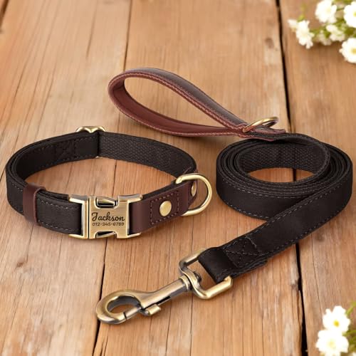 Personalized Dog Collars, Custom PU Leather Dog Collar with Name&Phone Number, Engraved Dog Collar for Large Dogs, Adjustable Durable Collar with Quick Release Metal Buckle, Black,XL - color: Black, size: Xl: Neck 20-27", Width 1.2"