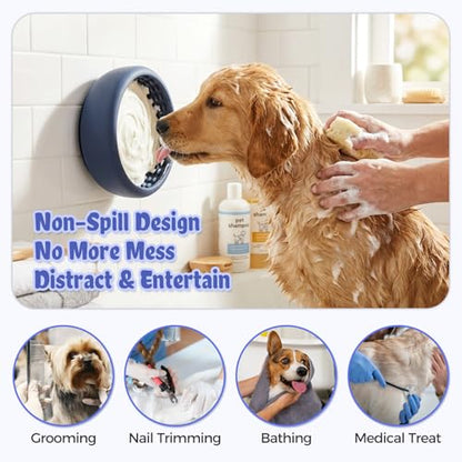 Slow Feeder Dog Bowls for Liquid Treats, Non-Slip Interactive Anxiety Relief Freeze Dog Lick Bowl, Yogurt Pup Lick Toy, Enrichment Treat Dietary Supplement/Post-Op Nutrition (Navy Blue, L) - color: Navy Blue
