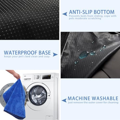 Dog Crate Bed Waterproof Deluxe Plush Dog Beds with Removable Washable Cover Anti-Slip Bottom Pet Sleeping Mattress for Large, Medium, Jumbo, Small Dogs, 41 x 27 inch, Navy - color: Navy, size: 41.0"L x 27.0"W x 3.0"Th