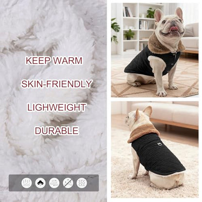 BEAUTYZOO Winter Dog Vest Coat with Harness Built in, Warm Puppy Jacket for Small Medium Dogs, Lightweight Cold Weather Small Dog Coat, Fleece Puffer Vest Windproof Snowproof Pet Clothes, Black - color: Black, size: S (Back: 12",Chest: 18")
