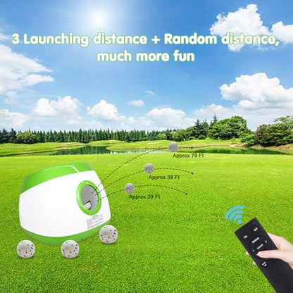 MEKAPLE Automatic Dog Ball Launcher, Upgraded Interactive Dog Balls Thrower with 3 Distance 29Ft-79Ft, Remote Control Ball Launcher for Medium & Large Dogs, 5 Etpu Balls Included (Lime Green) - color: Lime Green