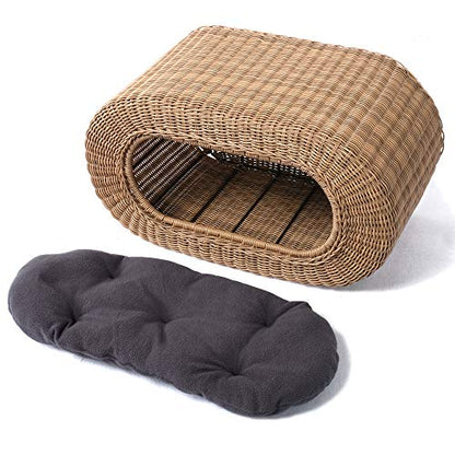 Fun Stackable Wicker Cat Hideaway House - Interactive Play Rattan Cat House for Indoor Cats Kitty, Pet Friendly Top/Side House Entry, Cat Bed Enclosed