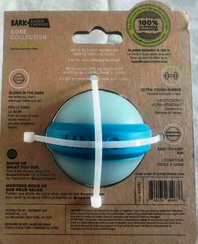 BarkBox Glowball Dog Toy | Glow-in-the-Dark Rubber Fetch Ball with Strong-Jaw Squeaker & Easy-Grip Rim | for Medium Dogs