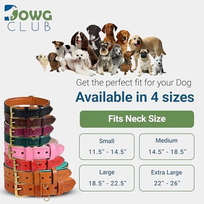 Genuine Leather Dog Collar – Full Grain, Breathable Inner Padding, Padded Buckle – Heavy Duty, Adjustable for Small, Medium, Large & XL Breeds (Dark Brown, M (Fit Neck Size 14.5"-18.5")) - color: Dark Brown, size: M (Fit Neck Size 14.5"-18.5")