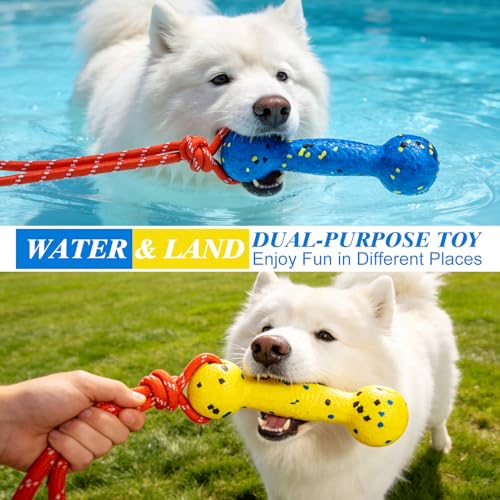 EXPAWLORER Floating Dog Toys 2 Pack, Durable ETPU Dog Water Toys with Rope, Interactive Pool Toy Dummy Bumper for Water Fetch Retrieving, Pool Beach Lake Fetch, Not for Aggressive Dogs