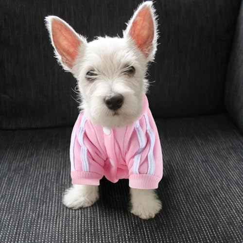 Dog Hoodie 4 Legs Jumpsuit for Small Dogs Puppy Clothes Dog Pullover Sweatshirt Cotton Doggie Winter Coat Cat Apparel(Pink,S) - color: Pink, size: Small