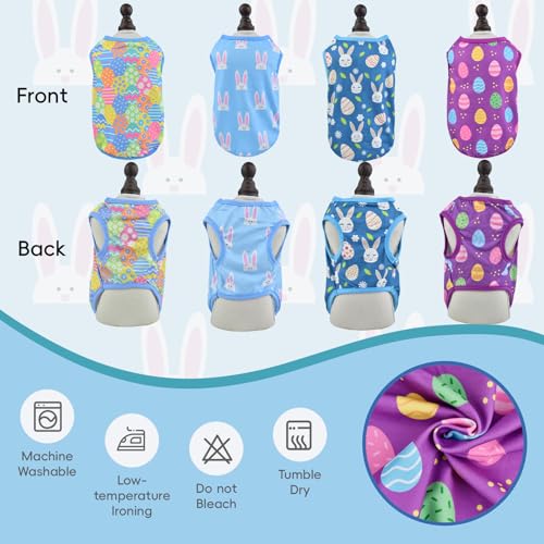 4-Pack Easter Dog Tank Tops Spring Summer Colorful Sleeveless Pet Apparel Rabbit & Easter Egg Patterns Outfits Puppy Vest for Small Medium Large Dogs XL - size: X-Large