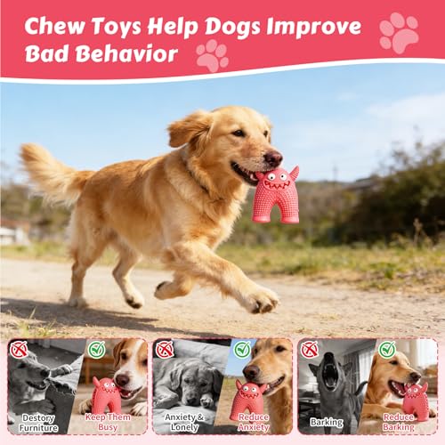 Dog Chew Toys Floating Squeaky Toy for Puppy Toothbrush Teething Cleaning Toys Outdoor Swimming Interactive Tough Toys for Small and Medium Dogs - color: Monster-red