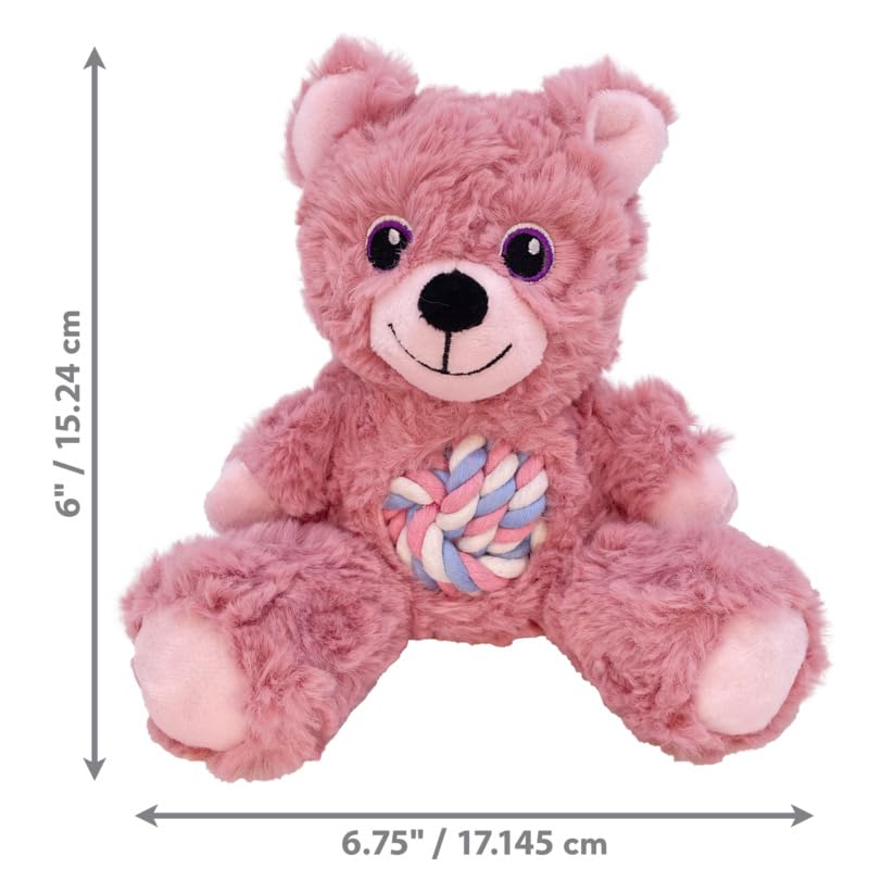 KONG Knots Teddy Bear - Knotted Rope Tummy and Tail - Soft Plush Dog Toy (Small)