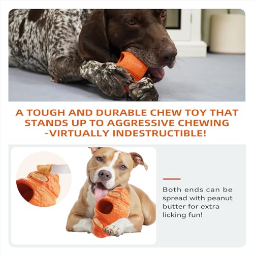 Durable Frozen Dog Chew Toy for Aggressive Chewers,Interactive Treat Dispensing Toy for Crate Training & Anxiety Relief,Food-Grade Nylon, Coffee Wood Fiber, Easy to Clean,For Medium & Large Dogs