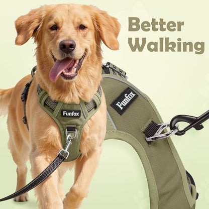 Funfox Dog Harness No Pull, Adjustable Pet Vest Harness, Super Soft Material with Vertical Handle Easy Control, Reflective Night Walking, 2 Leash Clips for Small Sized Dogs, Army Green, S - color: Army Green, size: Small