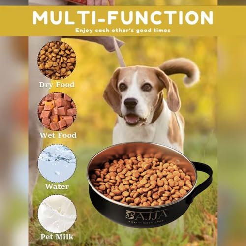 Black Slow Feeder Travel Dog Bowl Set | 30oz Stainless Steel + 20oz Collapsible Silicone Dish | Water Bottle Holder| Non-Slip, Anti-Choking, BPA-Free | We Give Back - color: Slow feeder Black Bowl