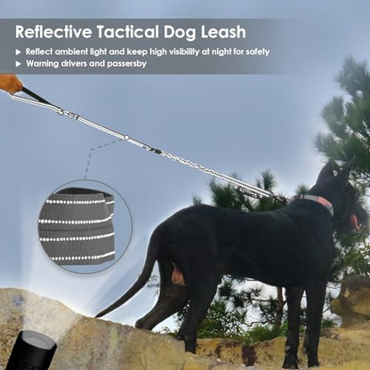 AUBELL Tactical Dog Leash Heavy Duty,4-6ft Reflective Strong No Pull Bungee Leash for Medium Large Dogs with Comfortable Padded Double Handle,Car Seat Belt,360 Degree Rotating Carabiner,Grey - color: M/L-Grey(4-6FT)