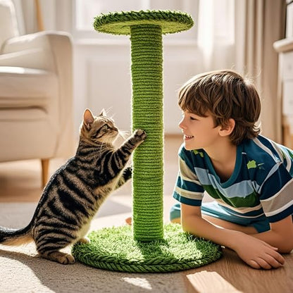 PowerKing Natural Sisal Replacement Scratching Post, 15.7'' 2 Pieces M8 Cat Scratch Post Refill Pole Parts for Refurbishment, Include Screws (Green) - color: Green, size: 15.7''+15.7'' (2.67''Thick)